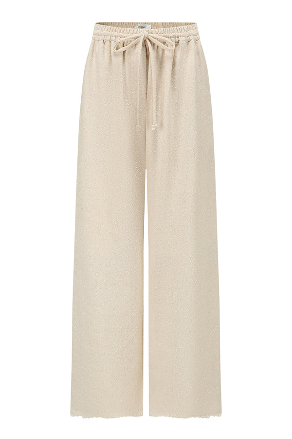 INTO THE EAST 25 Autumn/Winter Ivory White Textured Scarf/Cotton Jacket with Frayed Edges Straight Leg Pants ITE-E1DGAW105IY20PT-XYB Pants (ITE-E1DGAW102IY20JK)